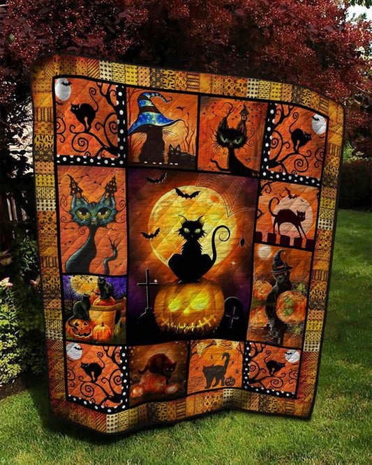 Vitalife - Black Cat Halloween CLA0710082Q Quilt Blanket