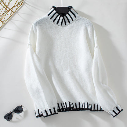 Vitalife - Cozy Striped Turtleneck Sweater