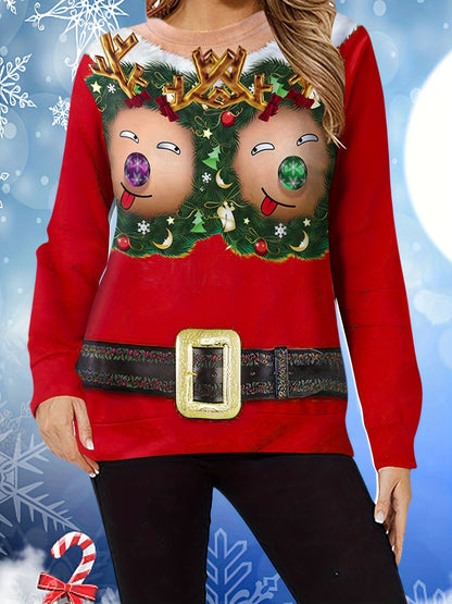 Vitalife - Hilarious Reindeer Face Womens Funny Ugly Christmas Sweaters