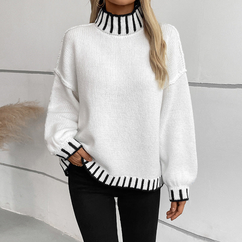 Vitalife - Cozy Striped Turtleneck Sweater