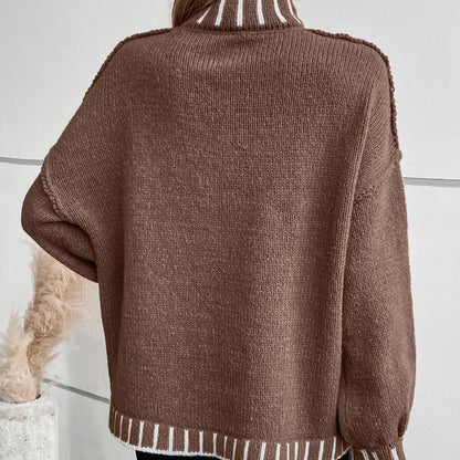 Vitalife - Cozy Striped Turtleneck Sweater