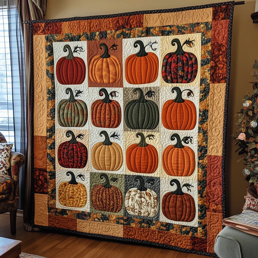 Vitalife - Autumn Pumpkins Quilted Blanket NCU0TH1784