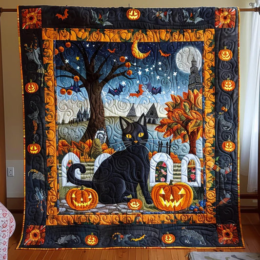 Vitalife - Black Cat Pumpkin Quilted Blanket NCU0PD248